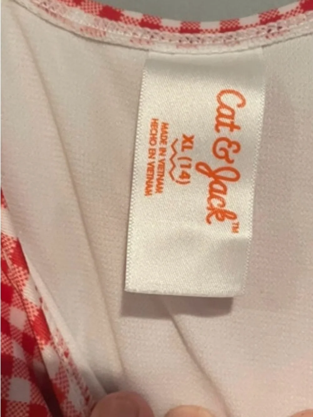 Cat & Jack Red and White Gingham One-Piece Size 14